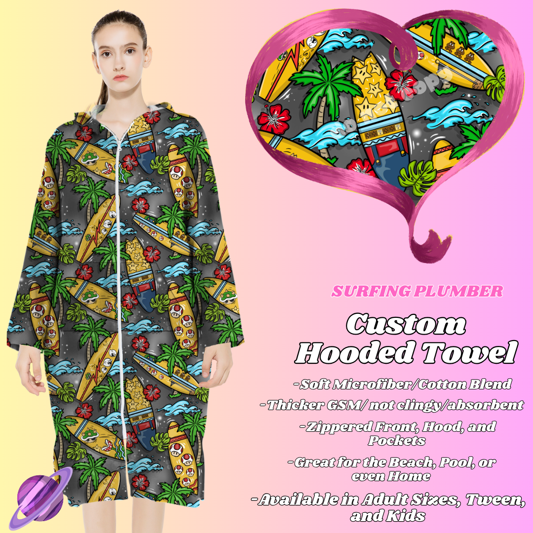SURFING PLUMBER- HOODED TOWEL- PREORDER CLOSING 4/27