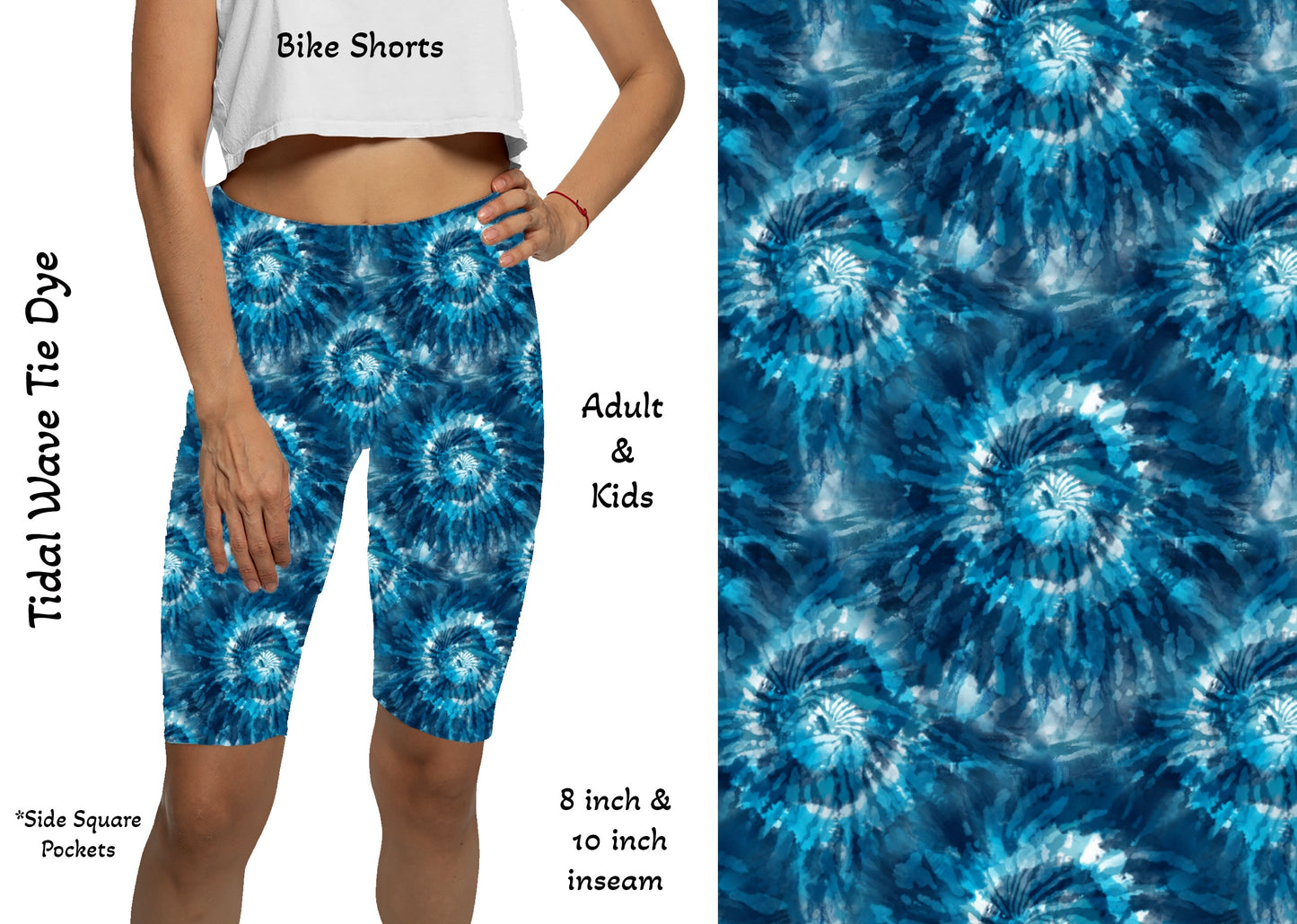 Tidal Wave Tie Dye 8" & 10" Yoga Bike Shorts with Pockets