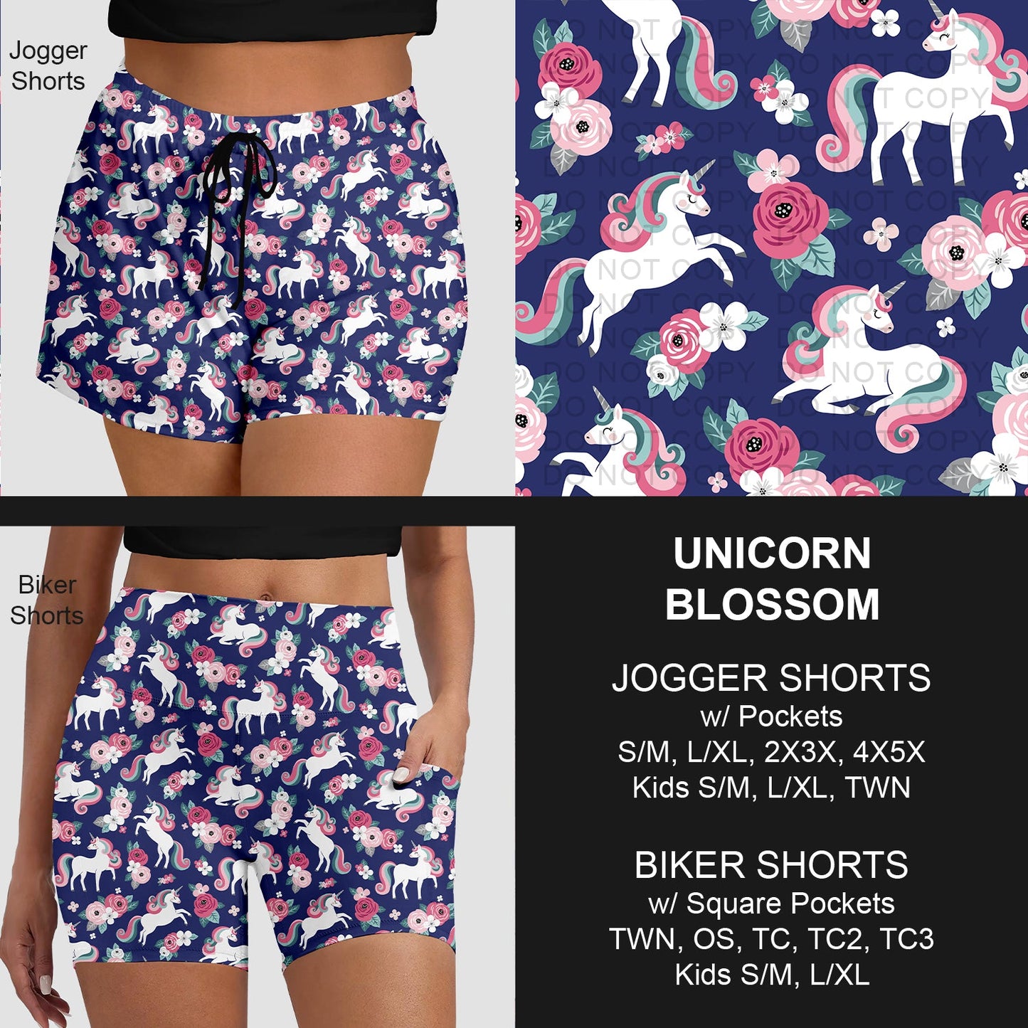 B281 - Preorder Unicorn Blossom Jogger/Biker Shorts (Closes 3/25. ETA: early June)