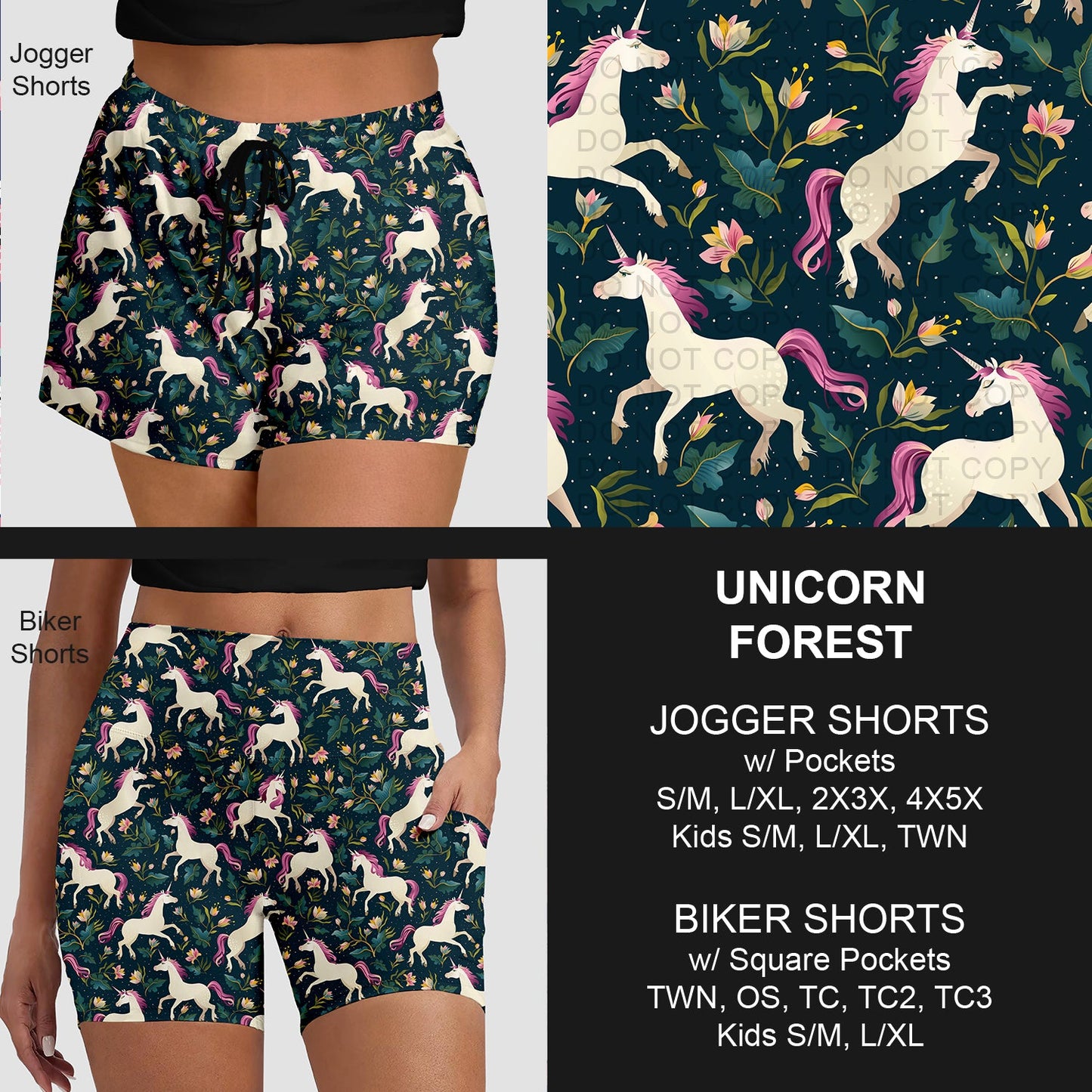 B281 - Preorder Unicorn Forest Jogger/Biker Shorts (Closes 3/25. ETA: early June)