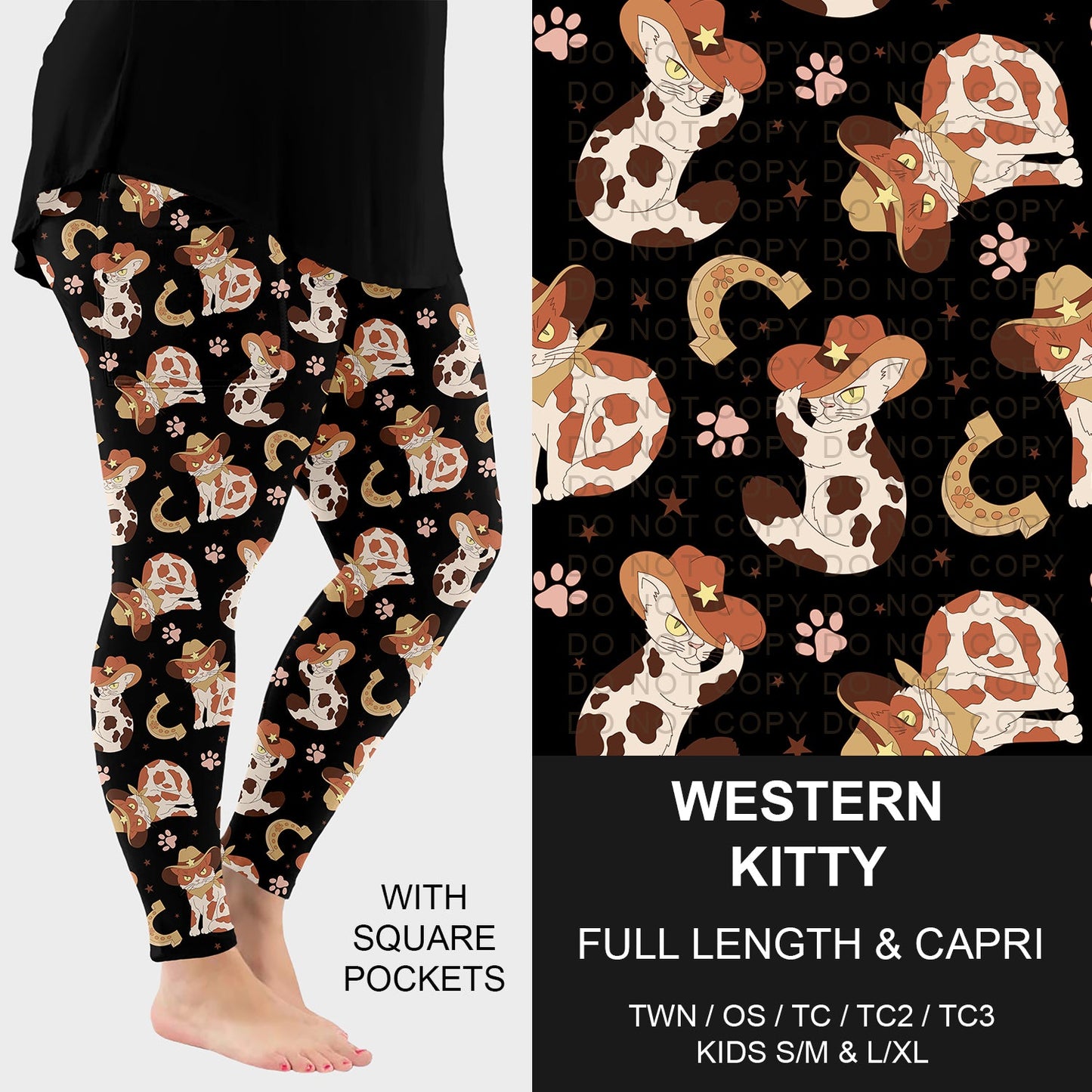 B296 - Preorder Western Kitty Leggings w/ Pockets (Closes 6/21. ETA: late Aug.)