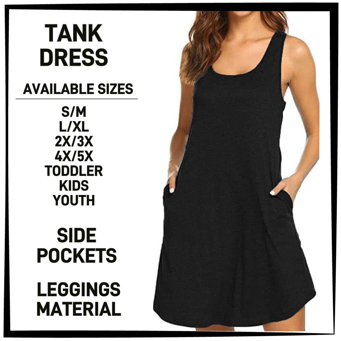 B9BH - Solid Black Tank Dress with Side Pockets - Preorder Closing 2/17 ETA: Late April