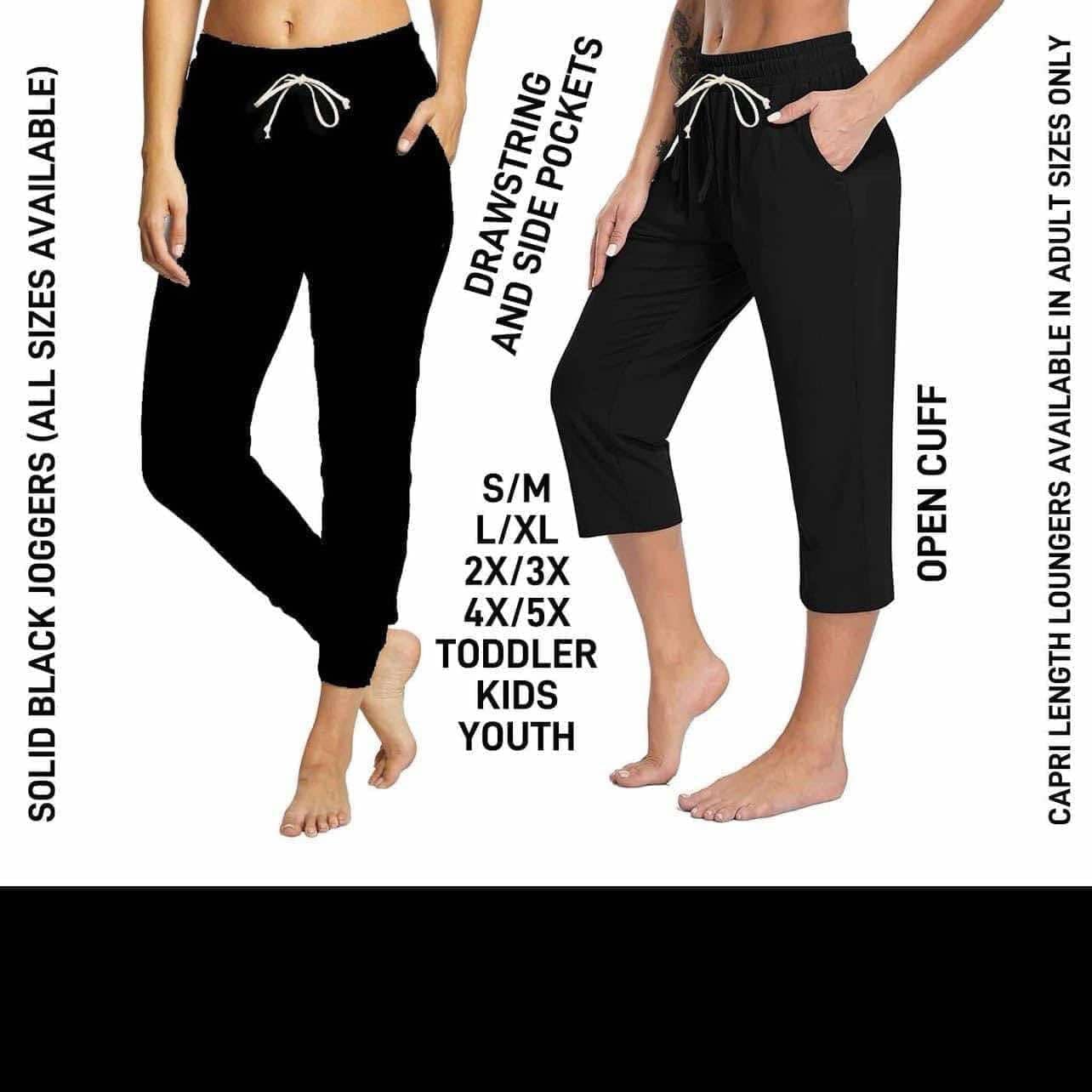 B9BH - Solid Black Unisex Joggers/Capri Loungers - Preorder Closing 2/17 ETA: Late April