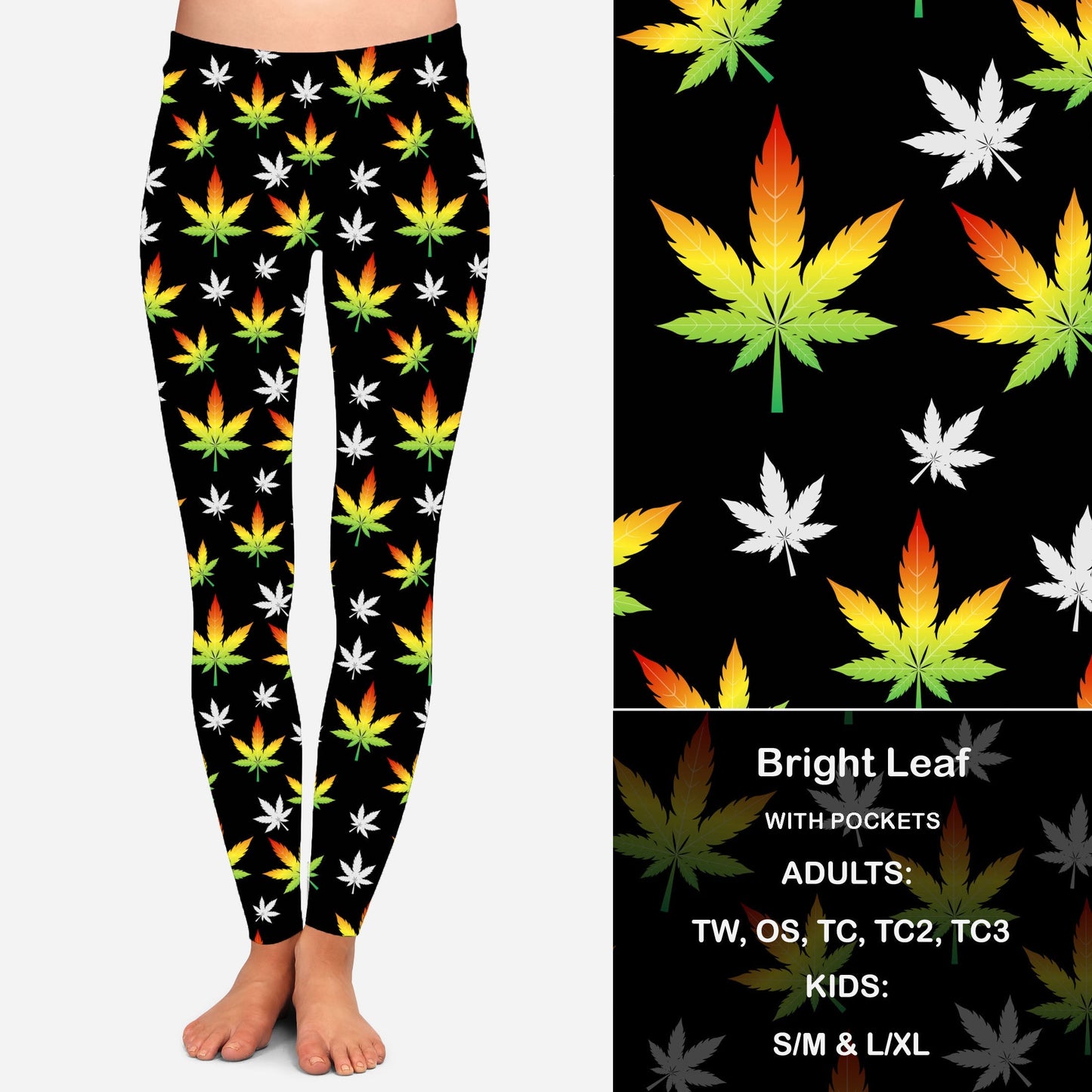 Bright Leaf Leggings with Pockets
