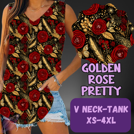 GOLDEN ROSE-PATTERN PANEL OUTFIT RUN-SOFT CLOSE 7/10 HARD CLOSE 7/12