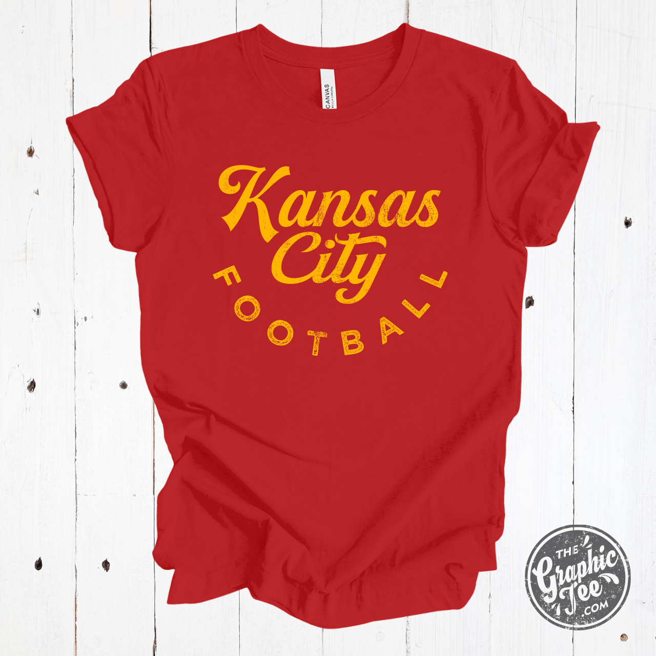 Kansas City Football Red and Gold Short Sleeve Tee