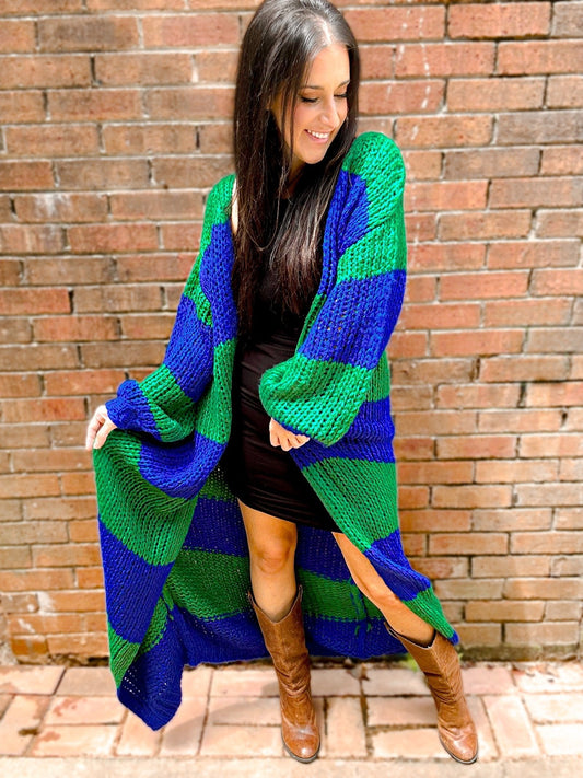 PRE ORDER Oversized Chunky Striped Balloon Sleeve Duster - Girl Code Couture