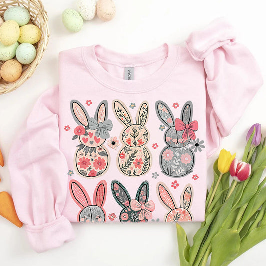 Coquette Easter Bunny Floral Sweatshirts