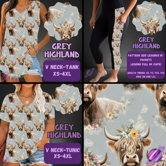 GREY HIGHLAND-PATTERN PANEL OUTFIT RUN-SOFT CLOSE 7/10 HARD CLOSE 7/12