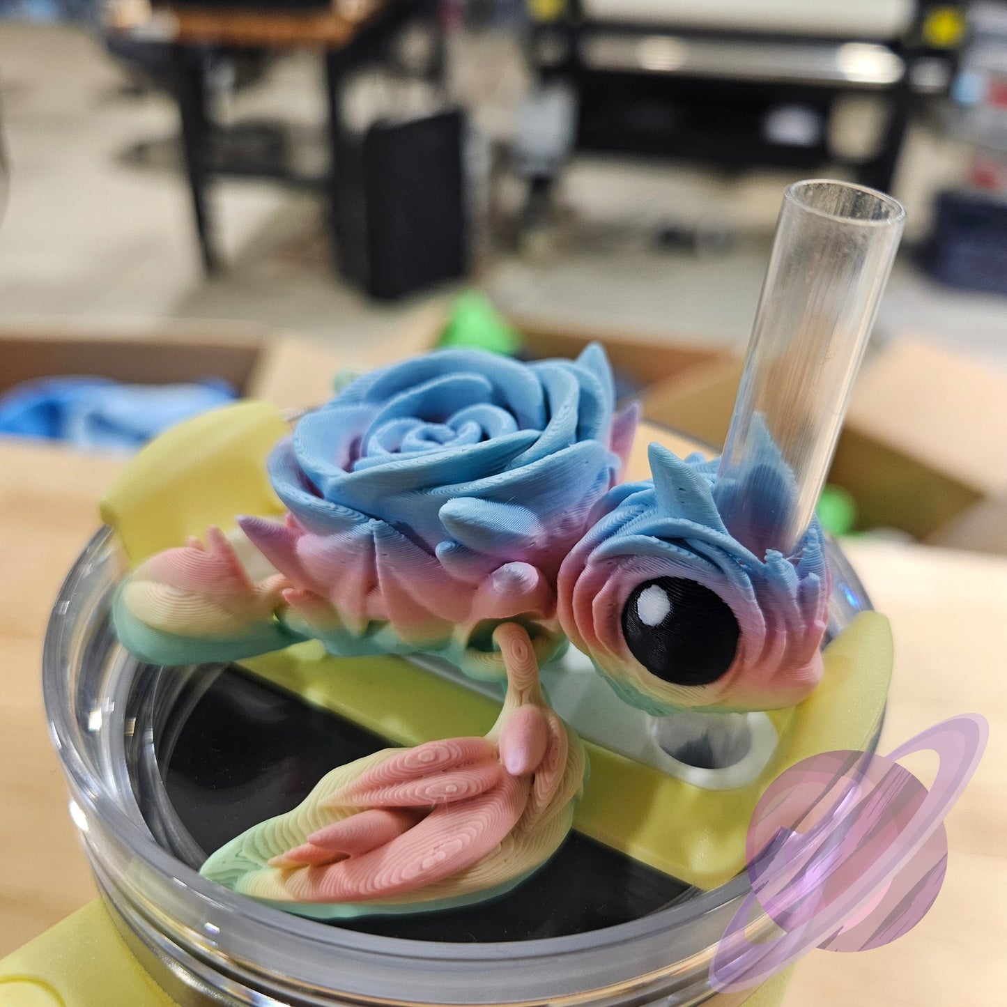 PASTEL ROSE TURTLE-3D PRINTED STRAW BUDDY