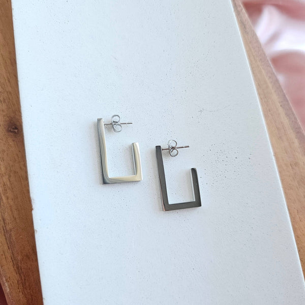 Luxe Silver Square Hoops