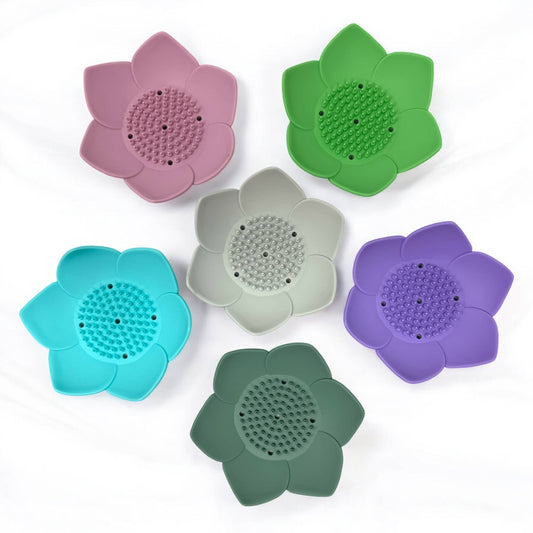 Shower Steamer Tray - Lotus Shape - Flexible Silicone: Green