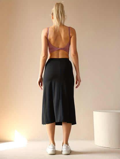 High-Waisted Midi Skort with Built-In Shorts
