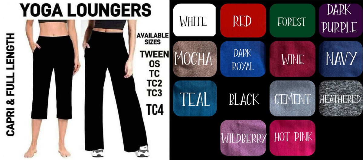WT6S - Solid Color Full/Capri Yoga Loungers with Pockets - Preorder Due 11/1 ETA: Late Dec