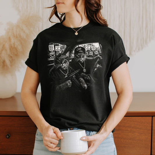 Halftone Gangster Cat Tshirt