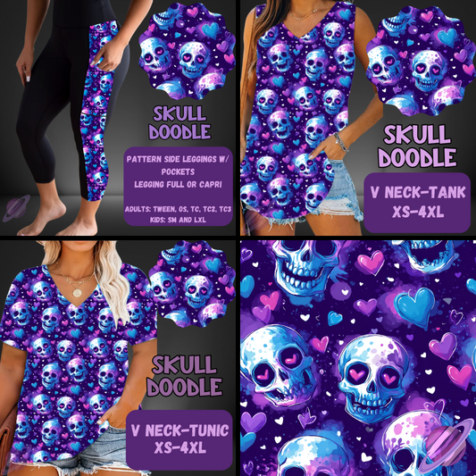 SKULL DOODLE -PATTERN PANEL OUTFIT RUN-SOFT CLOSE 7/10 HARD CLOSE 7/12