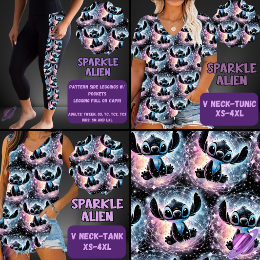 SPARKLE ALIEN-PATTERN PANEL OUTFIT RUN-SOFT CLOSE 7/10 HARD CLOSE 7/12