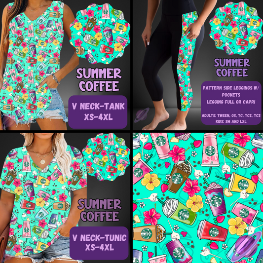 SUMMER COFFEE-PATTERN PANEL OUTFIT RUN-SOFT CLOSE 7/10 HARD CLOSE 7/12