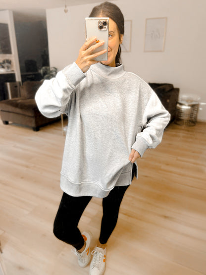Oversized Inside Out and Reversible Mockneck Sweatshirt