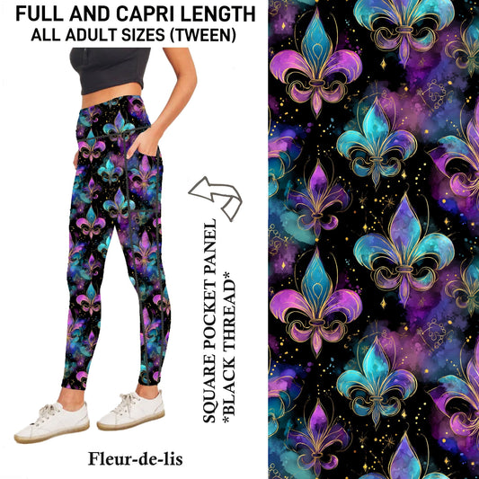 S3PJ - Fleur-de-lis Capris/Leggings with Square Pocket Panel - Preorder Due 10/28 ETA: Late Dec