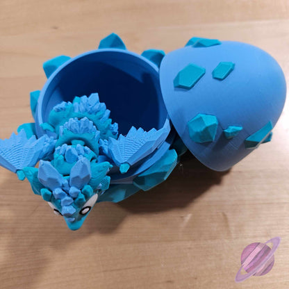 3D PRINTED BLUE CRYSTAL DRAGON AND EGG