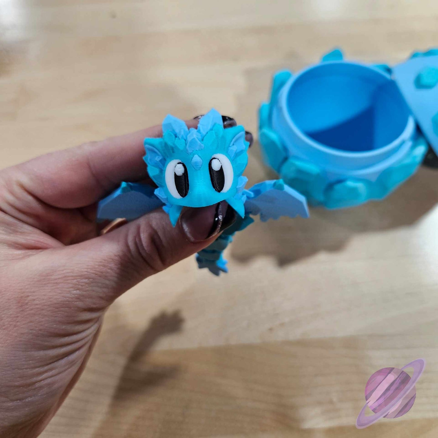 3D PRINTED BLUE CRYSTAL DRAGON AND EGG