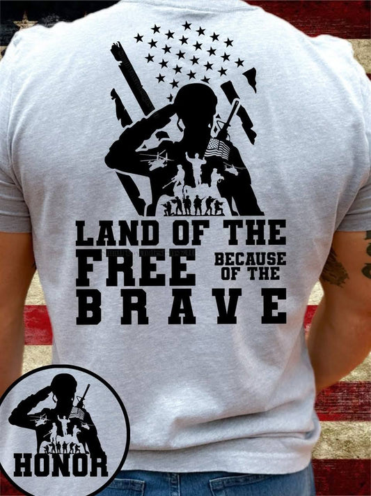 LAND OF THE FREE SOLDIER- DOUBLE SIDED TEE
