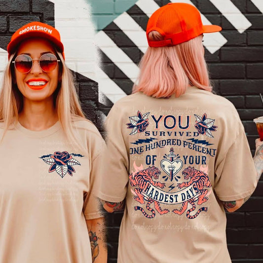 YOU SURVIVED 100%- DOUBLE SIDED TEE