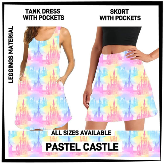RTS - Pastel Castle Tank Dress/Skort with Side Pockets