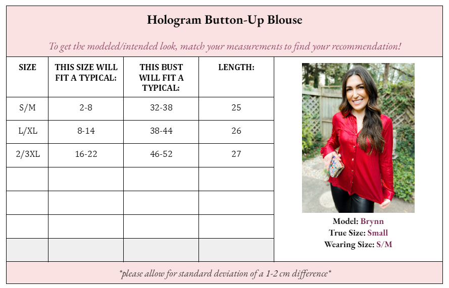 Halo Holographic Button-Up Blouse: Red Tinsel / L/XL