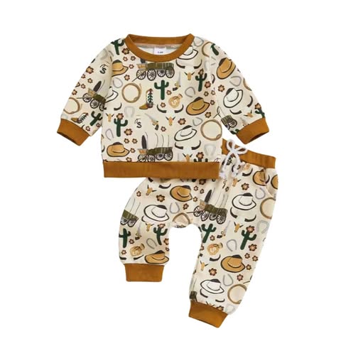 Western Print Brown Trim Lounge Set