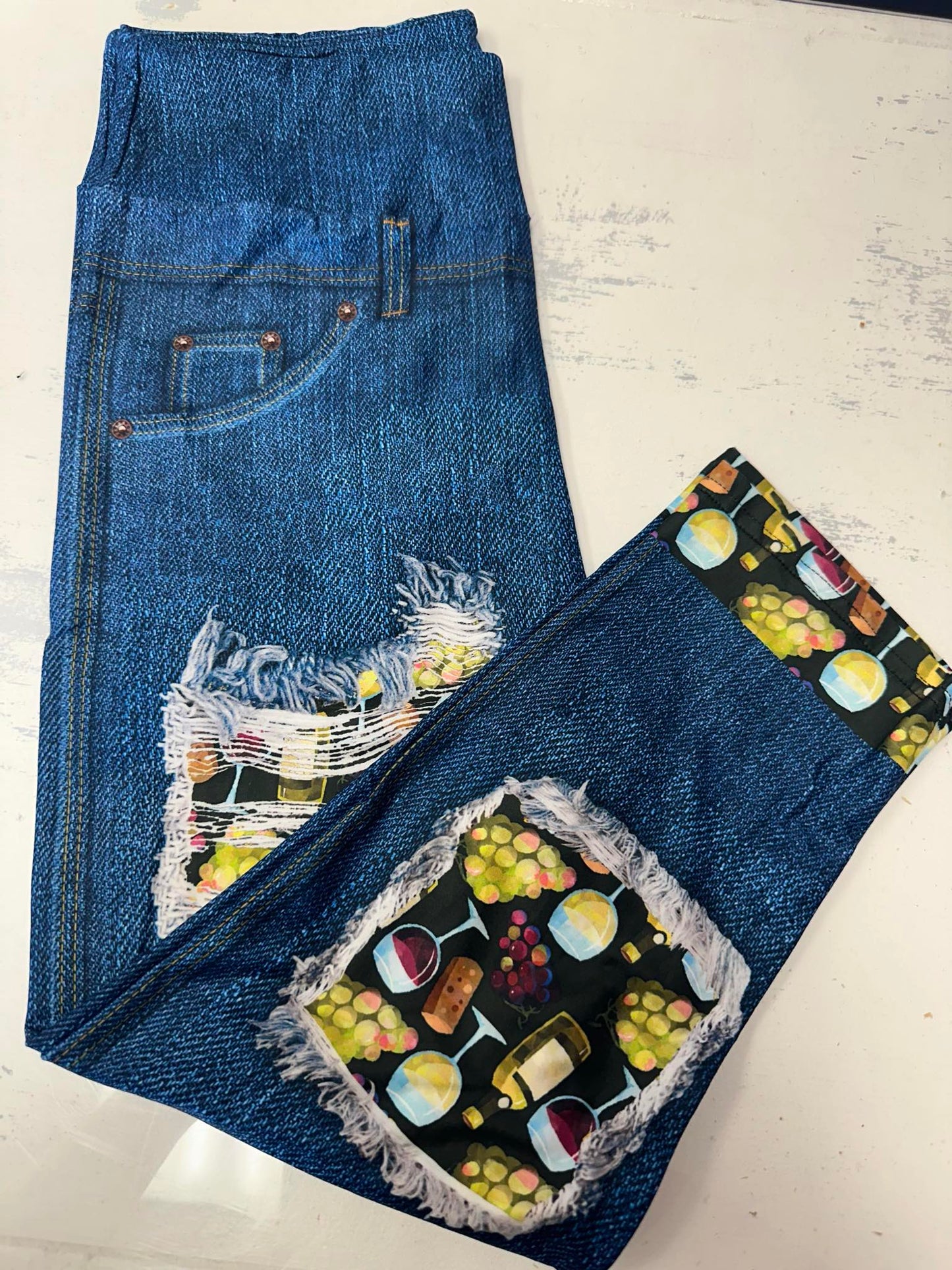Denim Wine Capri w/ Back Pockets