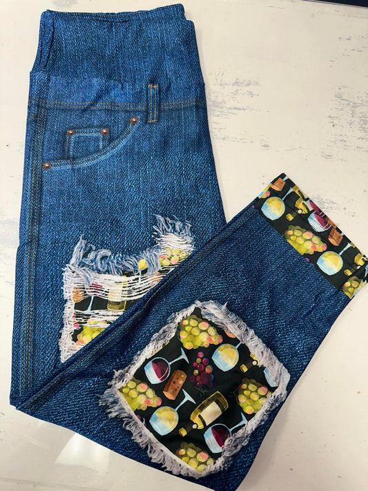 Denim Wine Capri w/ Back Pockets