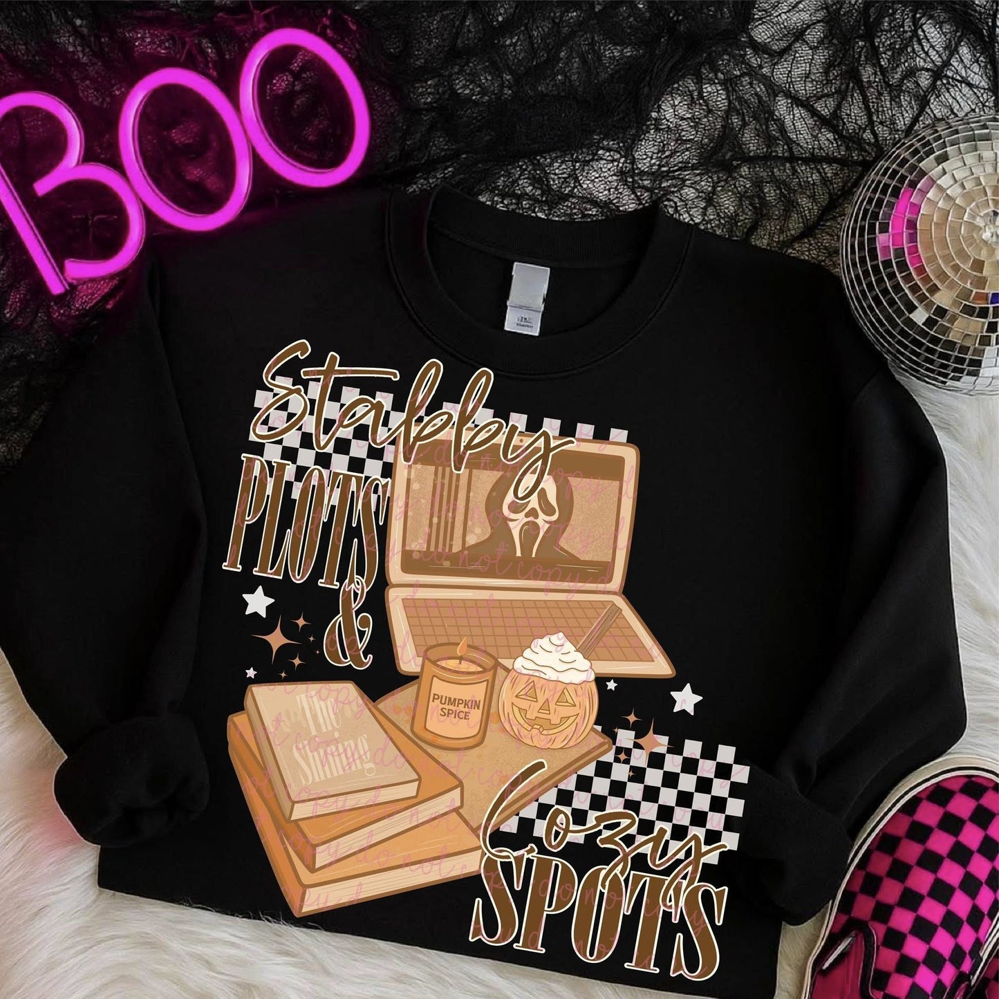 STABBY PLOTS & COZY SPOTS CREWNECK SWEATSHIRT