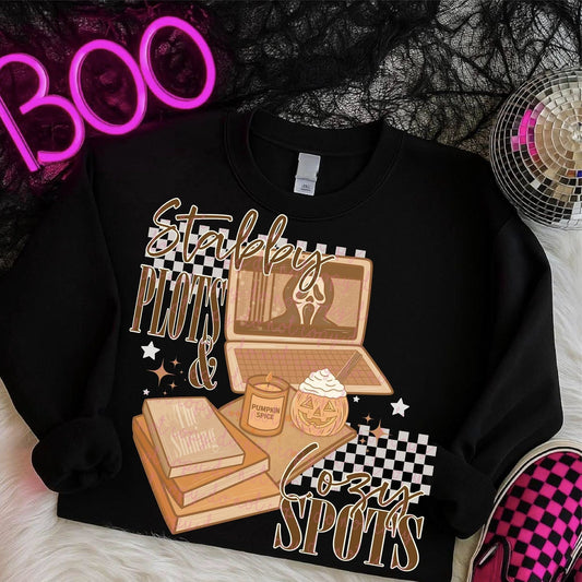 STABBY PLOTS & COZY SPOTS CREWNECK SWEATSHIRT