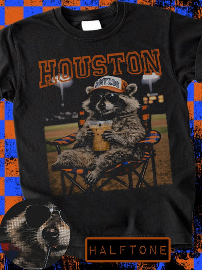 HALFTONE BASEBALL RACCOON TEE