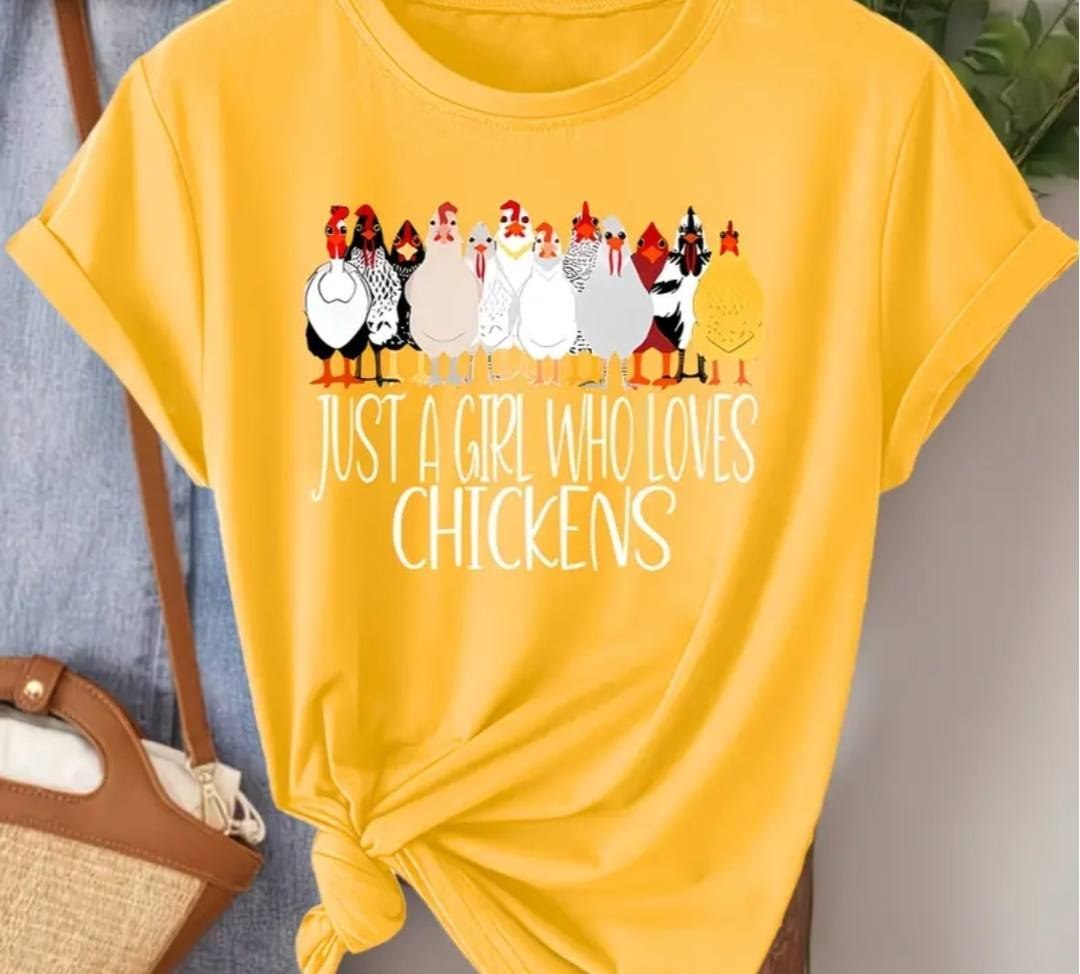 JUST A GIRL MULTIPLE CHICKENS TEE