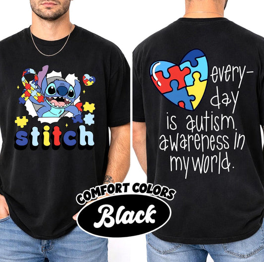 BLUE ALIEN AUTISM DOUBLE SIDED TEE