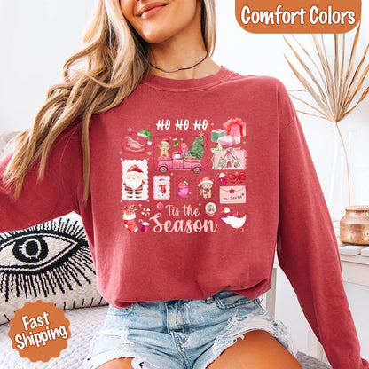Comfort Colors Long Sleeve Ho Ho Ho Tis The Season Christmas Shirt