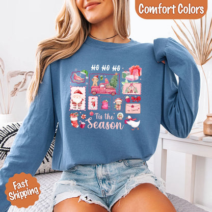 Comfort Colors Long Sleeve Ho Ho Ho Tis The Season Christmas Shirt