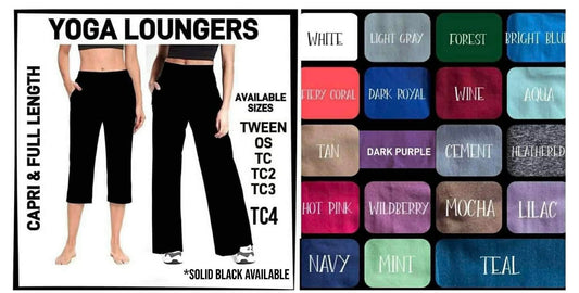 SL6S - Solid Colors Full/Capri Yoga Loungers with Pockets - Preorder Closing 5/28 ETA: Late July