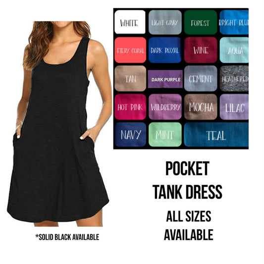 SL6S - Solid Colors Tank Dress with Side Pockets - Preorder Closing 5/28 ETA: Late July
