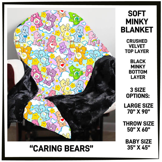 MI8B - Caring Bears Minky Blanket - Preorder Closing 7/15 ETA: Late Sept