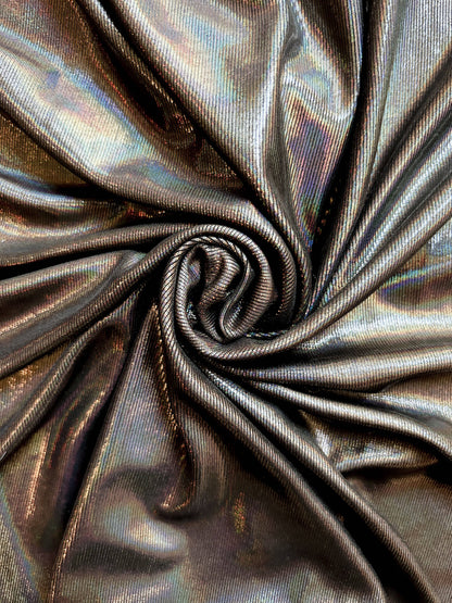 Halo Holographic Button-Up Blouse: Midnight Galaxy / S/M