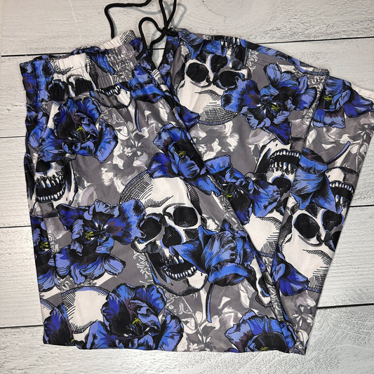 Blue Flower Skull Lounge Pants