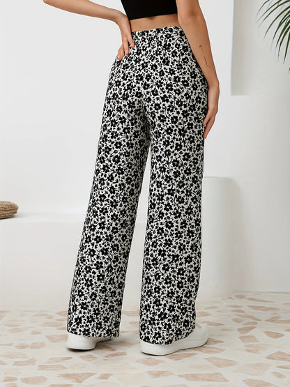 Leopard Print Wide Leg Pants – High-Waisted Stretch