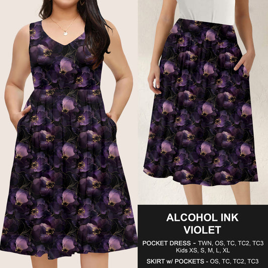 B285 - Preorder Alcohol Ink Violet Dress/Skirt with Pockets (Closes 4/15. ETA: mid June)