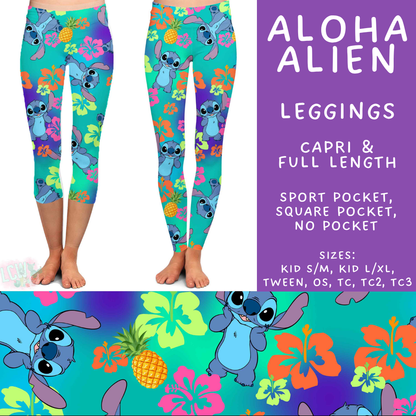 Batch #594 - Magical Faves 25 - Closes 10/5 - ETA early Dec - Aloha Alien Full and Capri Length Leggings