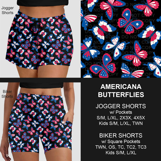 B284 - Preorder Americana Butterflies Jogger/Biker Shorts (Closes 4/12. ETA: early June)