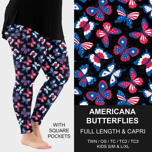 B284 - Preorder Americana Butterflies Leggings w/ Pockets (Closes 4/12. ETA: early June)